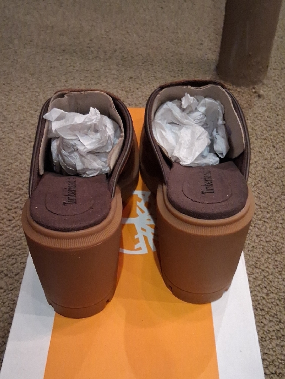 Timberland Women's Brown Leather Platform Mule Clogs - Picture 2 of 6